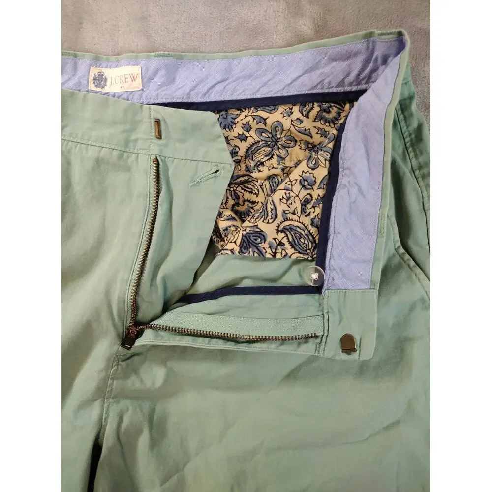 J. Crew Chino Shorts Mens 35 Mint Green 100% Cotton Preppy Outdoor Beach Casual